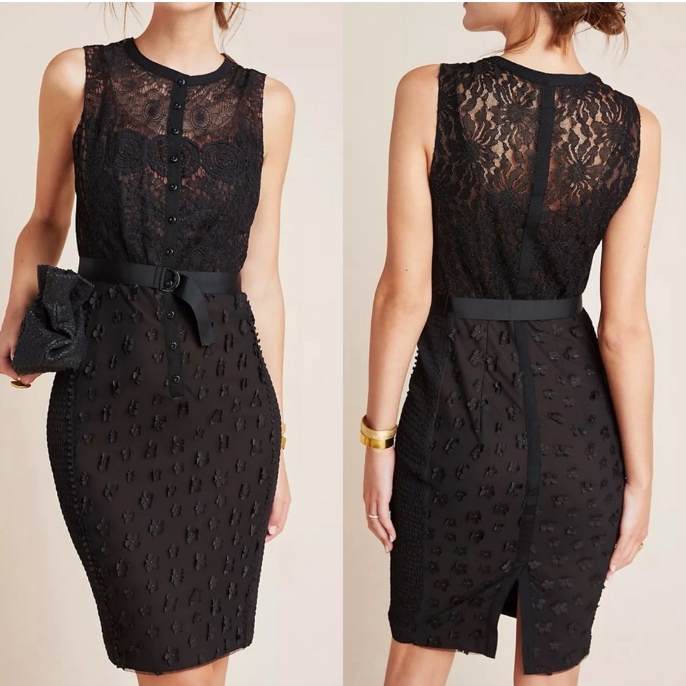 Anthropologie BYRON LARS Gisella Black Lace Sheath Dress, NWT, Size 8